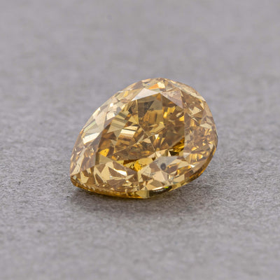 0.80 Carat Fancy Deep Brown-Yellow Pear Diamond, I1, GIA Certified