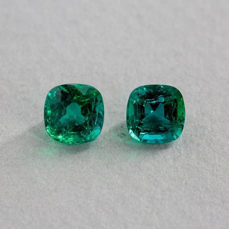 2.6 Carat Emerald Green Cushion (Pair)